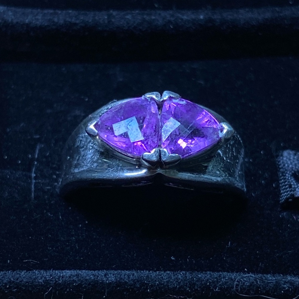 Vintage Women's Purple Gemstones Marquise Amethyst Ring 925 Sterling Silver - Picture 3 of 15